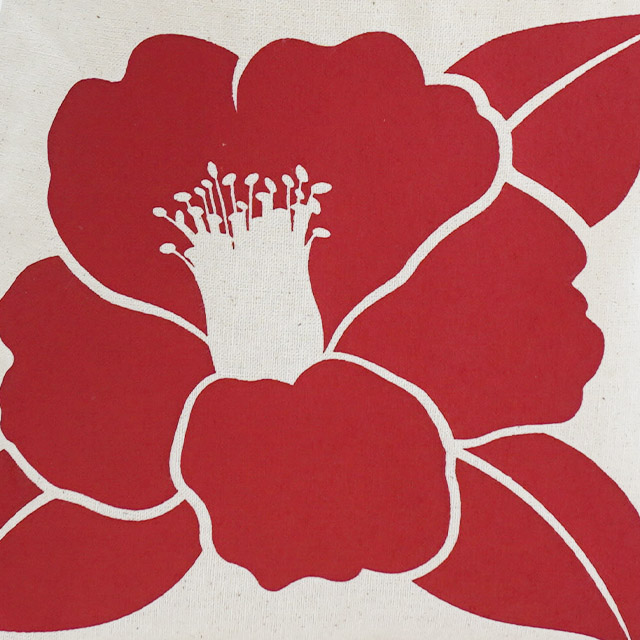 コットン製オリジナルバッグの1色シルク印刷部分を拡大した様子