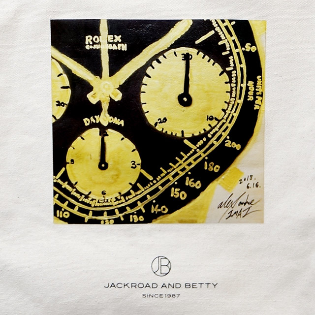 コットン製オリジナルバッグの熱転写印刷部分を拡大した様子