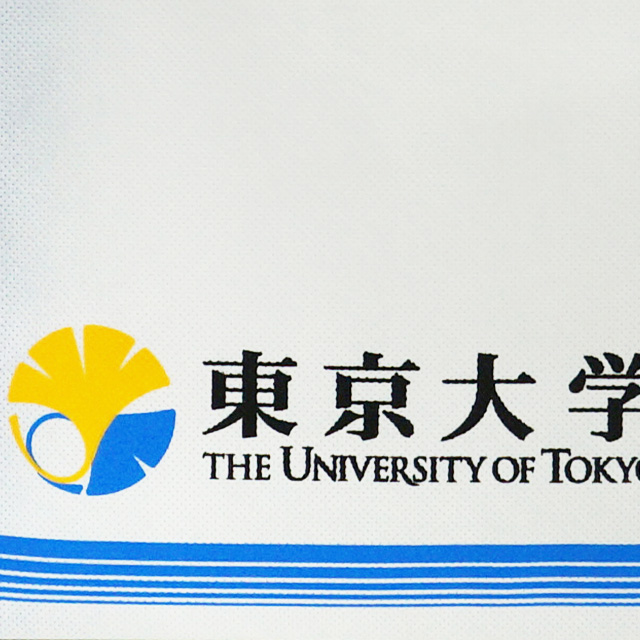 不織布オリジナルバッグの3色シルク印刷部分を拡大した様子