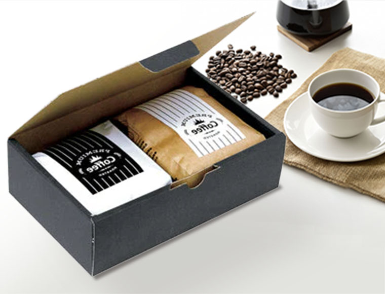 コーヒー豆パックの梱包箱の制作イメージ