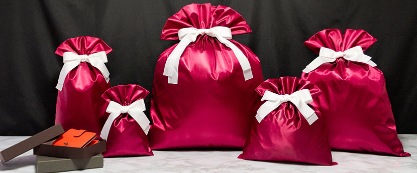 サテンのオリジナル巾着・ギフトラッピング